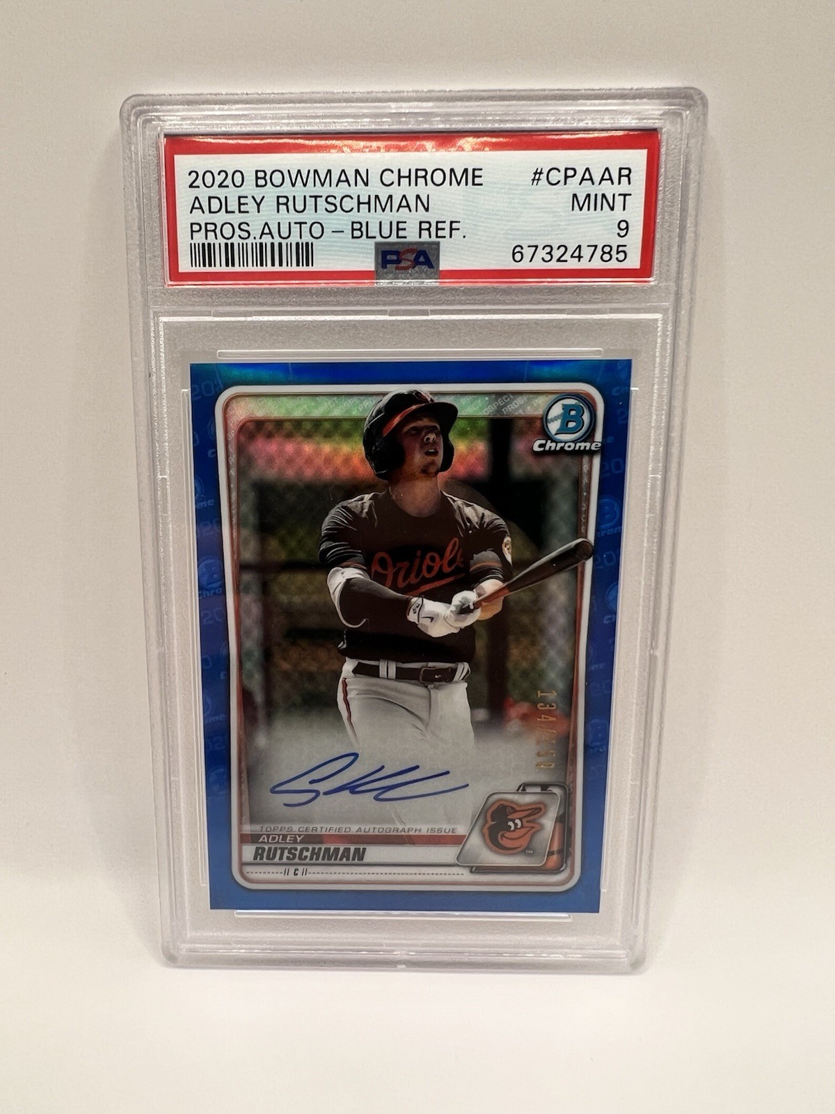 2020 Bowman Chrome Adley Rutschman Blue Refractor AUTO #134/150
