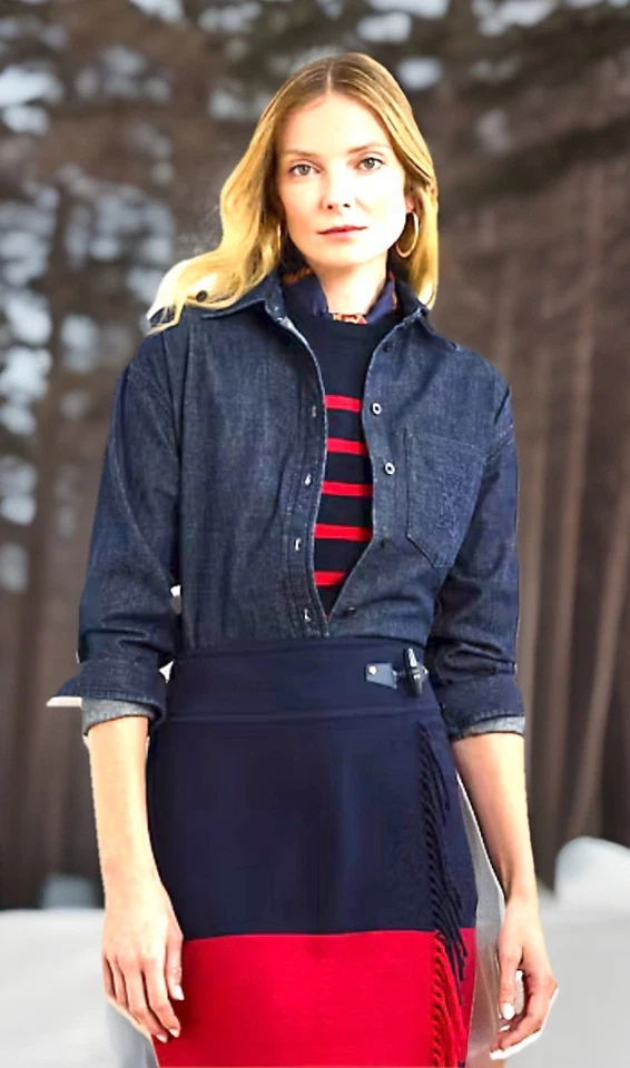 Camisa clásica Lauren Ralph Lauren nueva con etiquetas denim oscuro con cresta venta al por menor $125 talla PM Foto 2 de 4