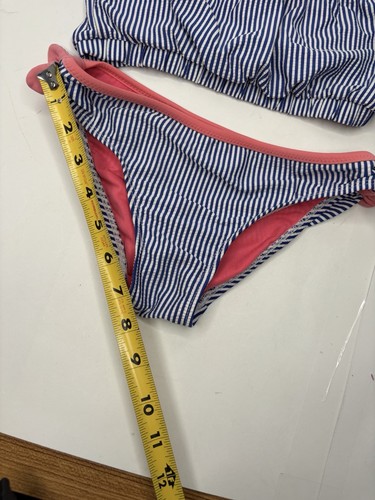 Tommy Bahama Girls Swimsuit Size 8 Blue White Stripe With Pink Bows - Picture 7 of 17
