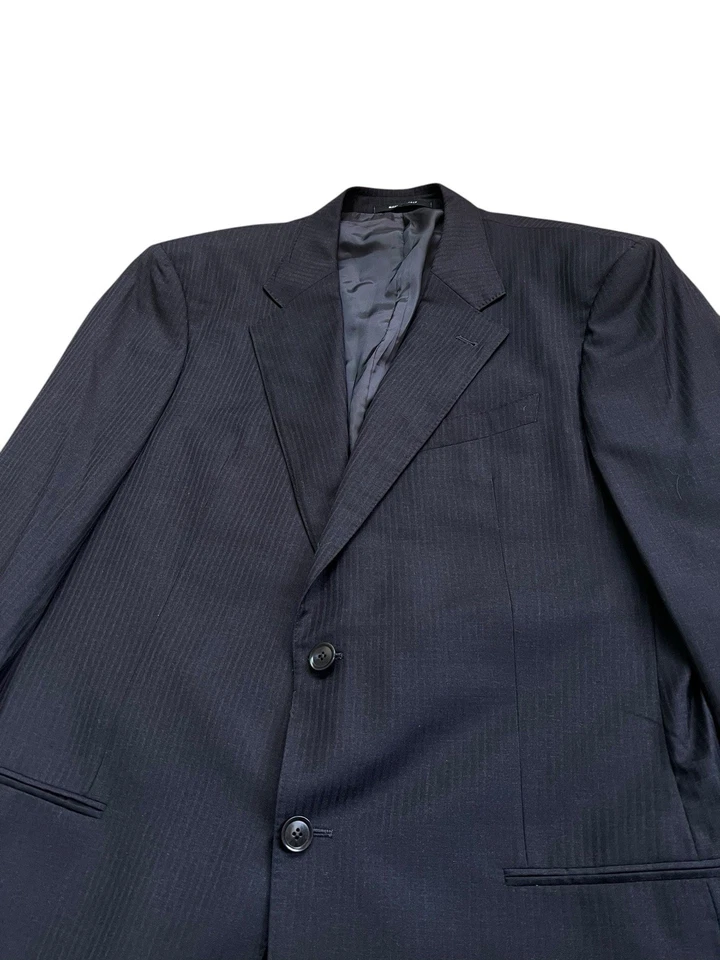 Armani Collezioni мужской костюм куртка в тонкую полоску Balck однобортный блейзер 44L - Изображение 2 из 4