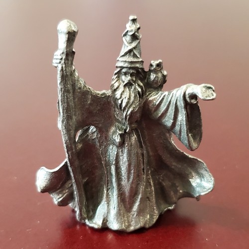 Miniature Fantasy Mythical Wizard Pewter Figure ~ Signed