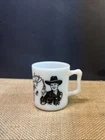 Vintage 1950s BLACK Hopalong Cassidy Childs Milk Mug Cup Hazel Atlas White Glass