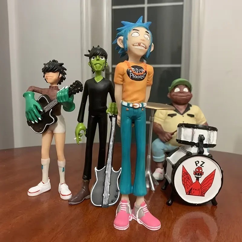 4PCS Gorillaz Rock Band Member Murdoc Russel 2d Noodle Model Toys