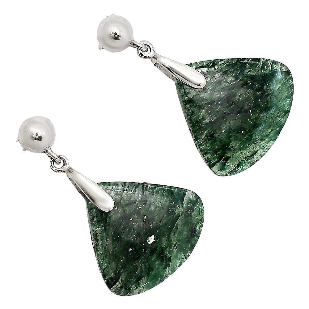 Natural Green Aventurine 925 Sterling Silver Earrings Jewelry E-1199