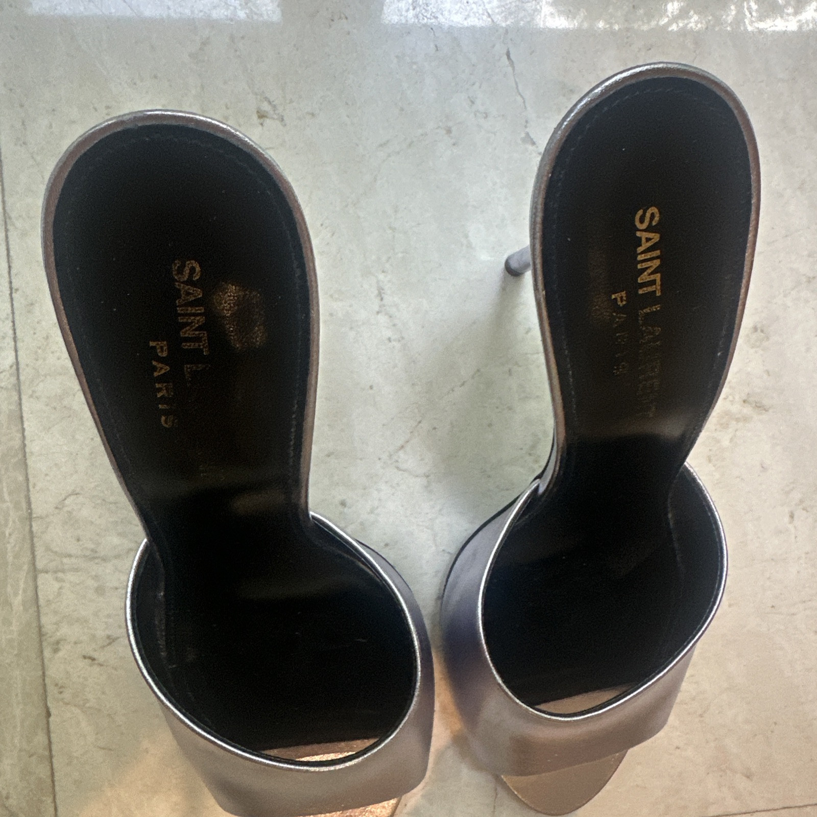Saint Laurent LA 16 Mule Slide Metallic Lilla 38