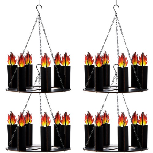 2-Pack Medieval Knight Wooden Black Chandelier Decor - Rustic Hanging Ceiling Light For Dragon Castle Birthday Parties, Bedroom, Living Room & Foyer