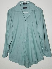 Vintage Christian Dior Monsieur Teal Dress Button Down Shirt Mens Size 15.5 32