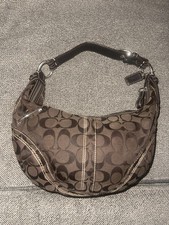 Vintage Coach Soho Hobo Bag Purse Brown Signature Jacquard Canvas Leather Y2K
