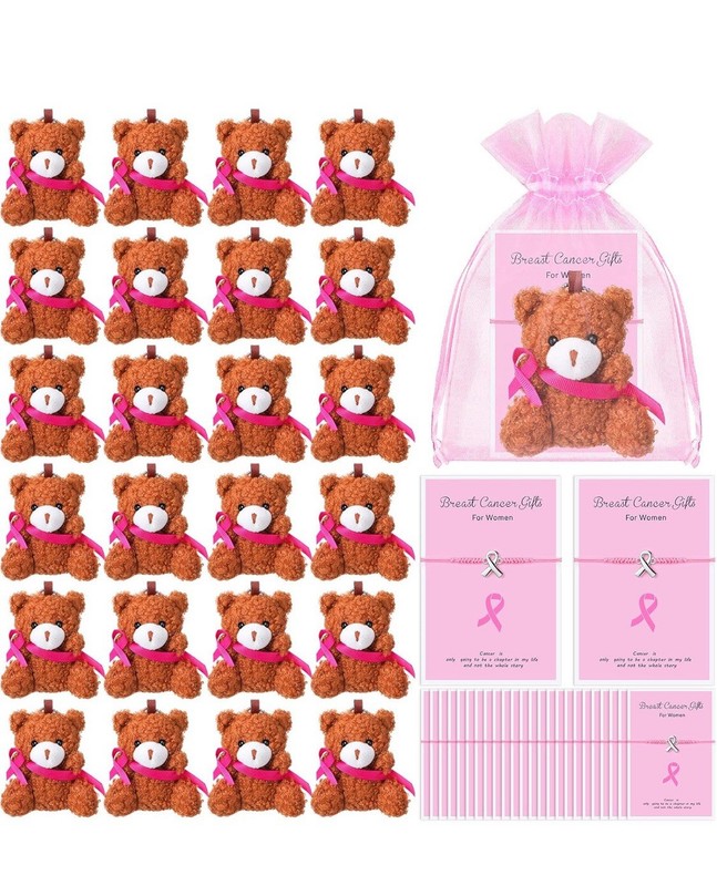 Landical 24 Sets Breast Cancer Awareness Accessories Set Breast Cancer Stuffed B