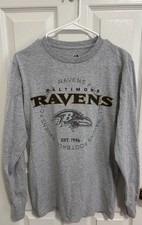 Baltimore Ravens Football Grey Long Sleeve Shirt EST 1996 Size SM Majestic 