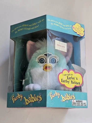 Vintage Tiger Furby Babies Pink White w/ Blue Mohawk 1999 New In Box