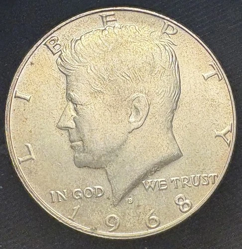1968-D Kennedy Half Dollar 40% Silver Mint Uncirculated Light Toner