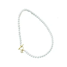 Colantotte Magnetic Pearl Necklace, White x Gold, 42cm