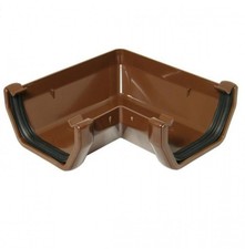 FLOPLAST 114mm Square Gutter 90 Degree Angle - Brown - FREE Next-Day Delivery