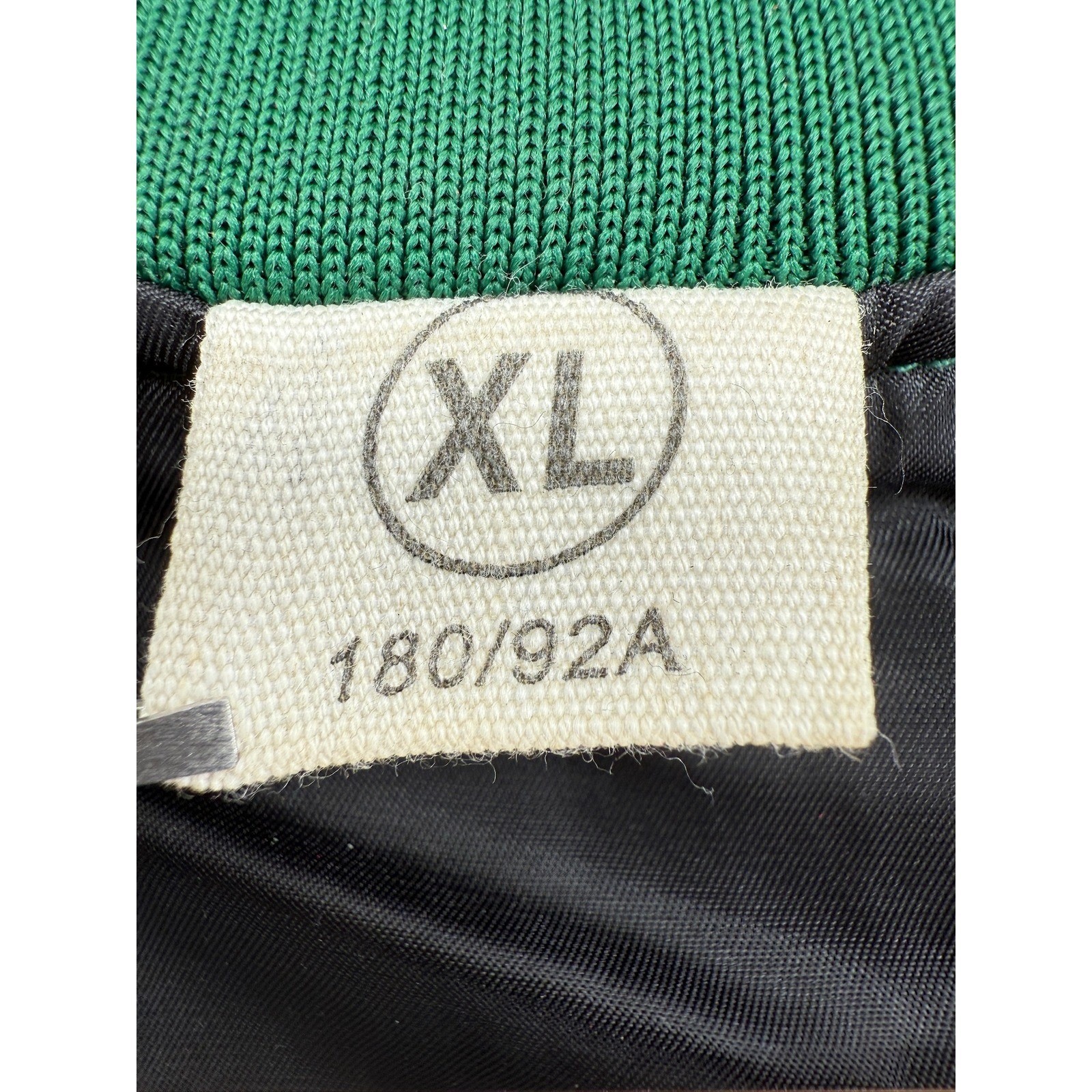 Green Varsity Jacket XL Bone Patchwork Letterman … - image 5