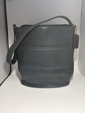 Vintage COACH Tribeca Bucket Bag 9083 Shoulder Made In USA Navy Blue Leather