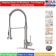 Space-Saving Pull Down Kitchen Faucet with Dual Spray Brushed Stainless Steel