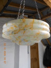 GORGEOUS 1930'S ART DECO CEILING FLY CATCHER MARBLED GLASS LIGHT SHADE