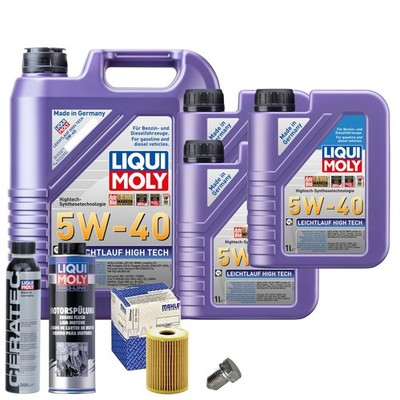 Motoröl 5W40 LIQUI MOLY 8L+MAHLE Ölfilter+Spülung+Cera Tec+Ölablassschraube