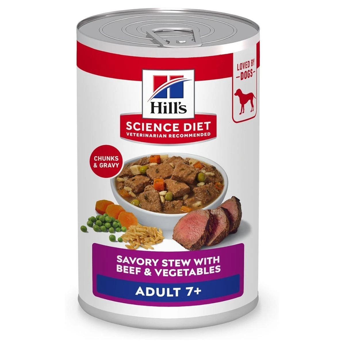 Hill's Science Diet Adult 7+ Wet Dog Food Beef & Vegetables 12x12.8oz