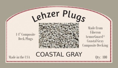 New 1/4'' Composite Deck Plugs - Fiberon ArmorGuard - Coastal Gray