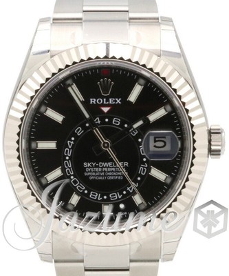 Rolex Sky-Dweller 42mm Black Dial WG Fluted Steel Oyster 326934 Mens BRAND NEW 