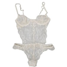 Y2K Victoria's Secret 34B White Lace Eyelet Bodysuit Lingerie Wedding Coquette