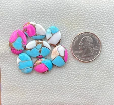 7 Piece Natural Cotton Candy Kingman Turquoise Mix Cabochon Gemstone 56 Ct F0=11