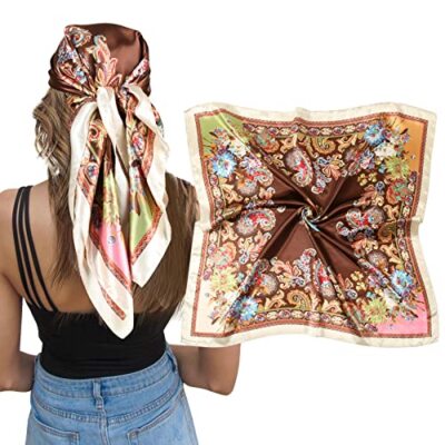 Satin Silk Scarf Large Hair Bandana, Sleeping Wrap for Cashew
