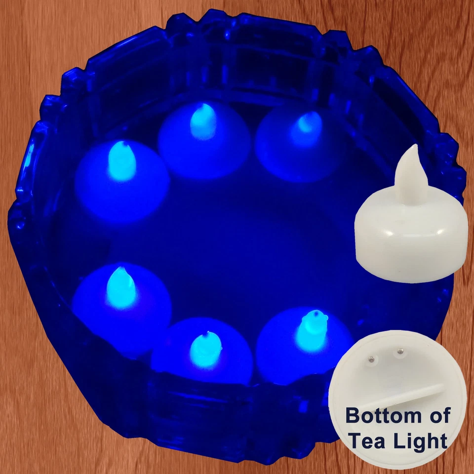 NUEVO 36 Vela de luz de té floral flotante LED azul para decoración de centro de mesa de boda Foto 3 de 4