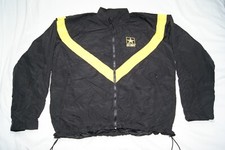 US Army windbreaker jacket unisex large long black physical fitness uniform