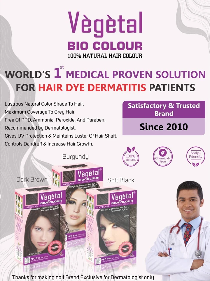 Vegetale Bio-Haarfarbe, Sanftes Schwarz Für Nährendes Haar 50g - Bild 3 von 4