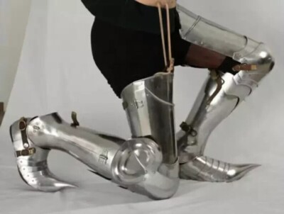 Medieval Armor Leg Steel Greaves Guard Knight Shoes Larp Sca Halloween Costume