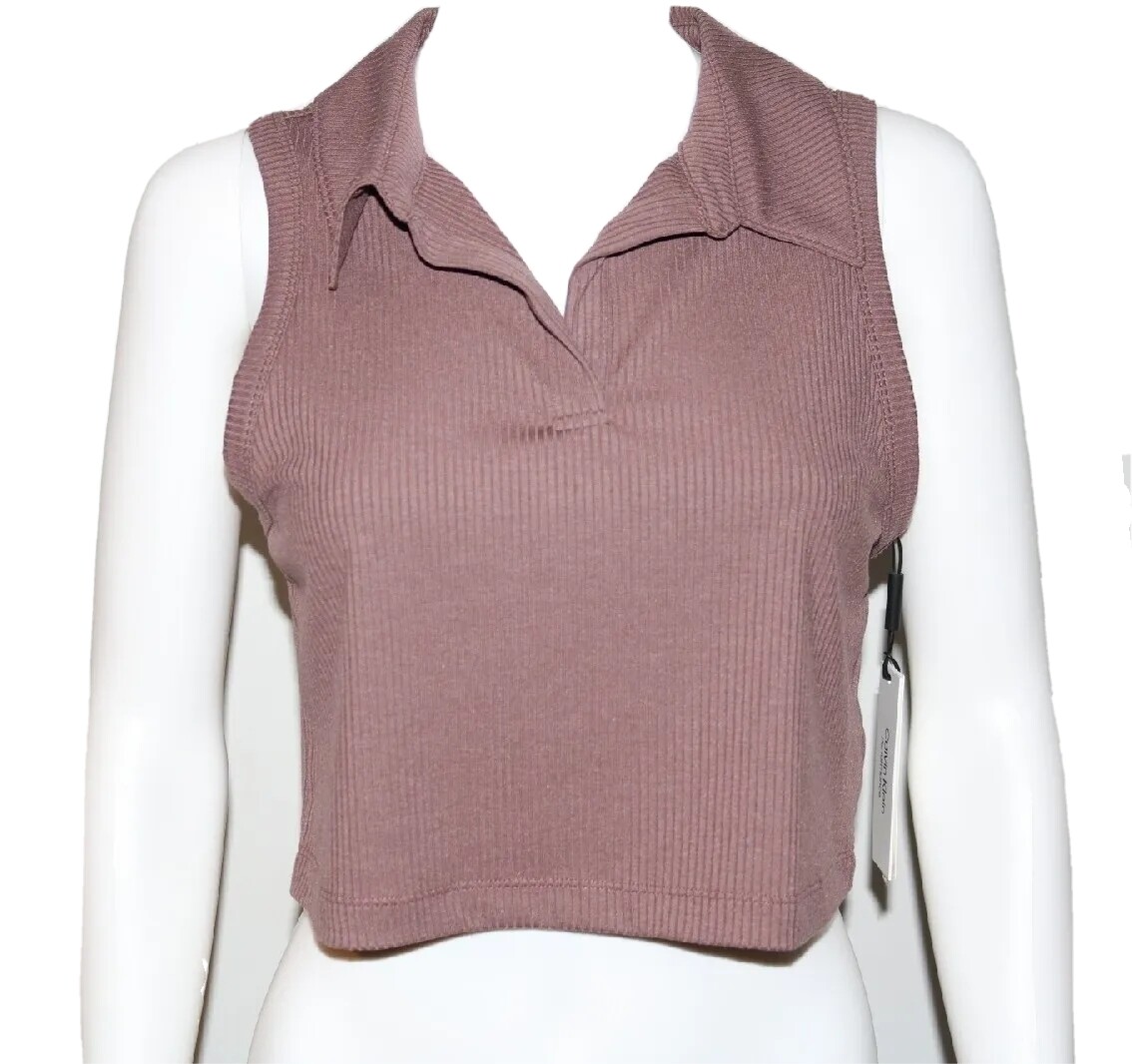 Calvin Klein Women's Performance Lifestyle Collared Crop Tank Top