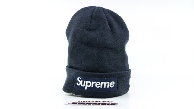 SUPREME BEANIE BOX LOGO USED NAVY BLUE 