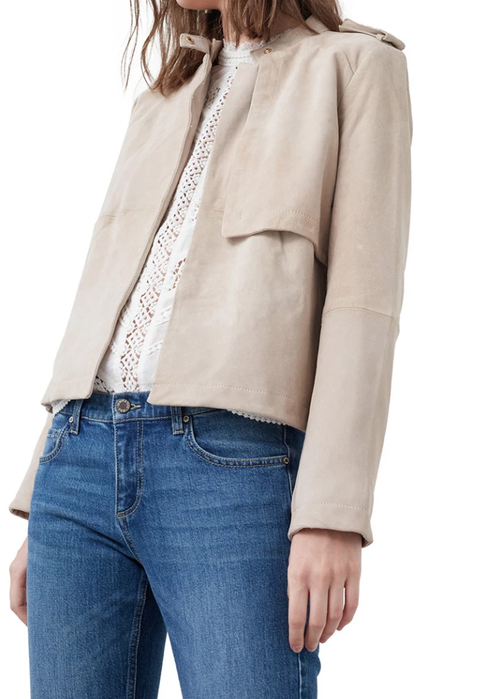 Veste Mango en V ritable Cuir Nubuck Beige Doubl e T.38 NEUVE ETIQUETTE