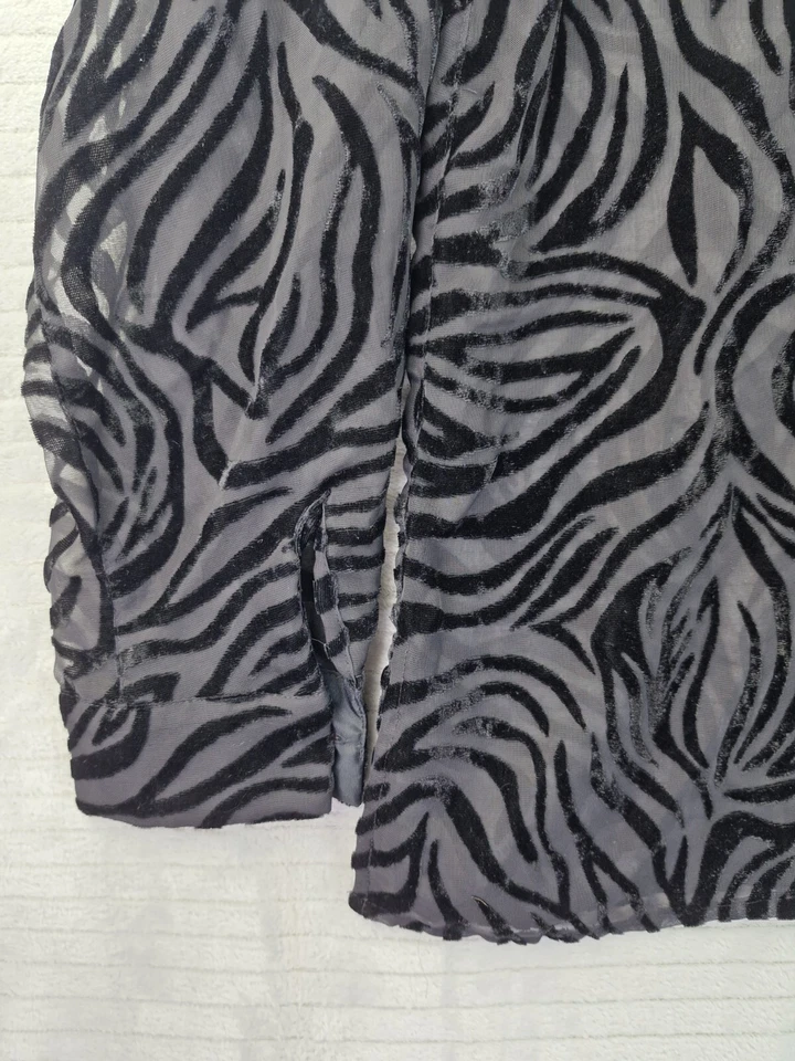 Debenhams Classics Womens All Black Sheer Zebra Print Shirt Size UK 14 BNWT - Image 4 of 4