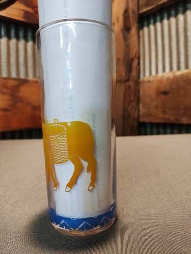 Drinking Glass Printed Sombrero Mule Yellow Blue Geometric - Picture 4 of 12