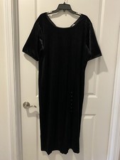 EUC Dresscom Long Bodycon Straight Velour Little Black Dress Stretch Women 20W