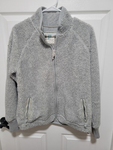 Old Navy Damen Sherpa Jacke grau Reißverschluss Größe L dick