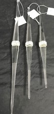Melrose International/Icicle Ornament Clear w/Glitter Band /Set of 3//NIB// A 