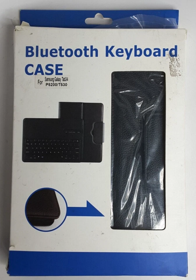 Bluetooth Wireless Leather Keyboard Case For Samsung Galaxy Tab3/4, Black - Image 2 of 3