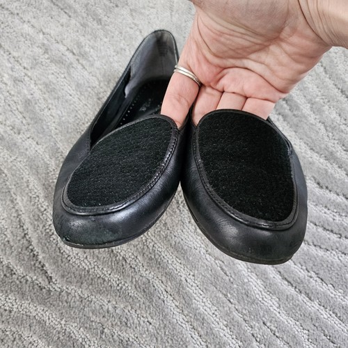 St.John Bay Womens Slip On Loafers Leather Upper Suede Black Size 8M Ballet Flat - Picture 2 of 6