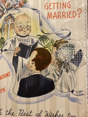 Vtg 1940s Marriage Congrats Card Old Woman Who Lived in a Shoe Nursery Rhyme P4e - Picture 6 of 24
