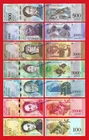 VENEZUELA FULL SET 500 1000 2000 5000 10000 20000 100000 Bolivares 2016-2017 UNC
