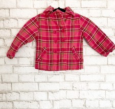 Gymboree Pink Plaid Pea Coat For Girls Size XS