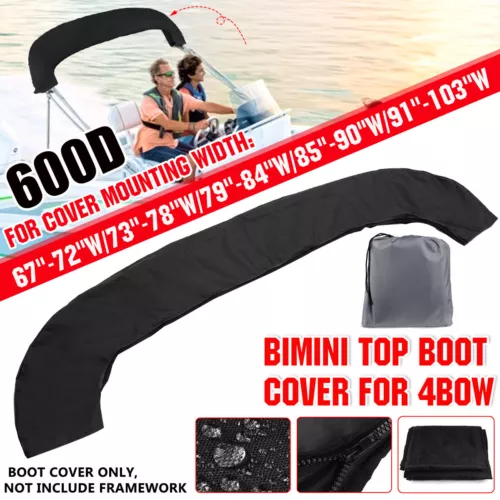 4 Bow Bimini Top Boot Cover 600D Oxford Storage Roof Bracket Bag Sock Boat Shade - Picture 2 of 22