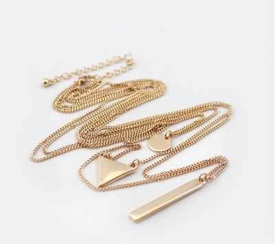 FOREVER 21 Women Bohemian Gold color Layers Bar Geometry Simple