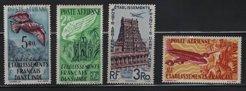 FRANCE 1949 FRENCH INDIA AIRPOST ISSUE COMPLETE SET MNH STAMPS