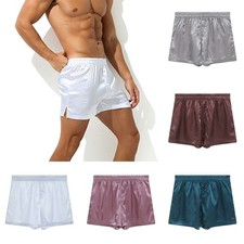 Luxury Mens Silk Satin Boxer Shorts Nightwear Sleepwear Pajama Bottoms